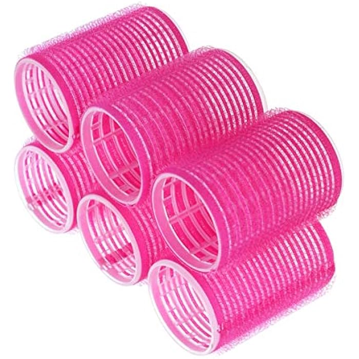 Uonlytech 6pcs Self Grip Rollers Salon Hair Dressing Curlers Large Hair Rollers Self- adhesive Plastic Hair Curlers DIY Curly Curlers Hairstyle Tools 3. 6cm (Random Color) - Image 1